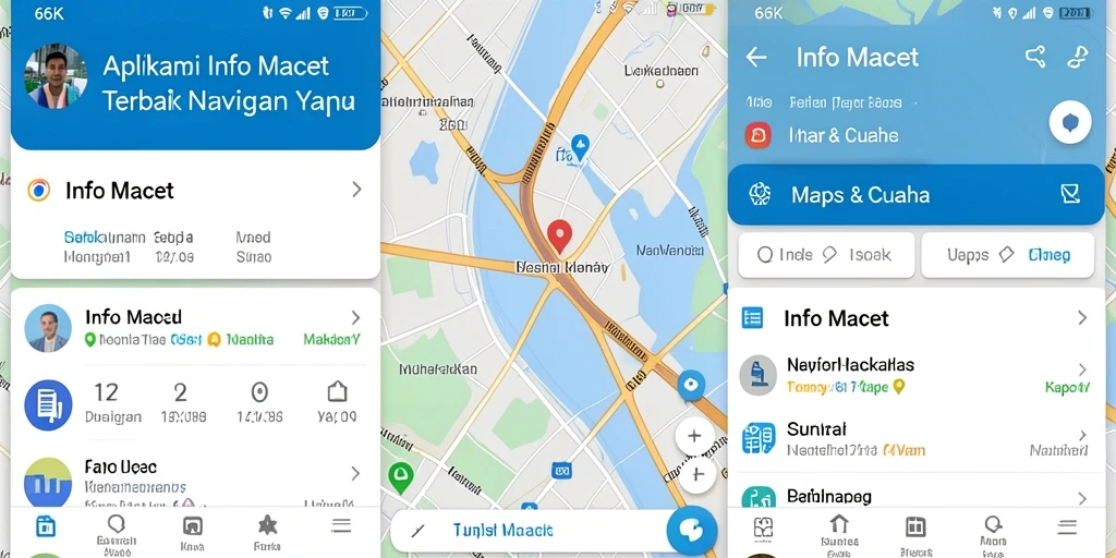 Antarmuka aplikasi 66K menampilkan peta kondisi lalu lintas terkini.