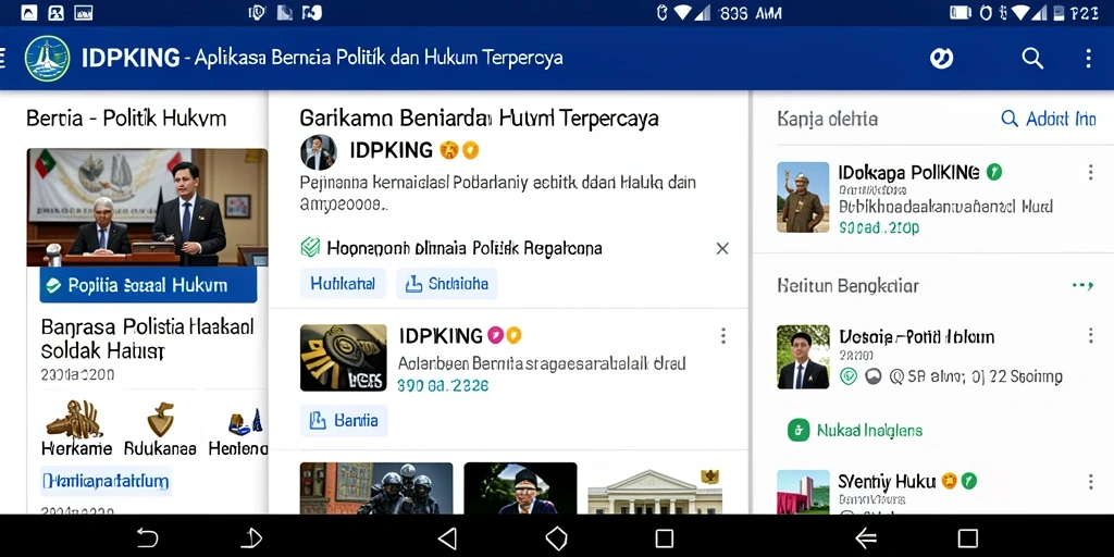Tampilan antarmuka utama IDPKING menunjukkan berita politik dan hukum terbaru.