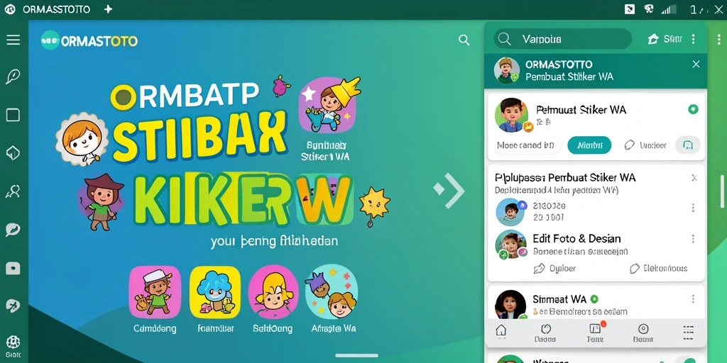 Antarmuka dan fitur ORMASTOTO untuk membuat stiker WA yang keren.