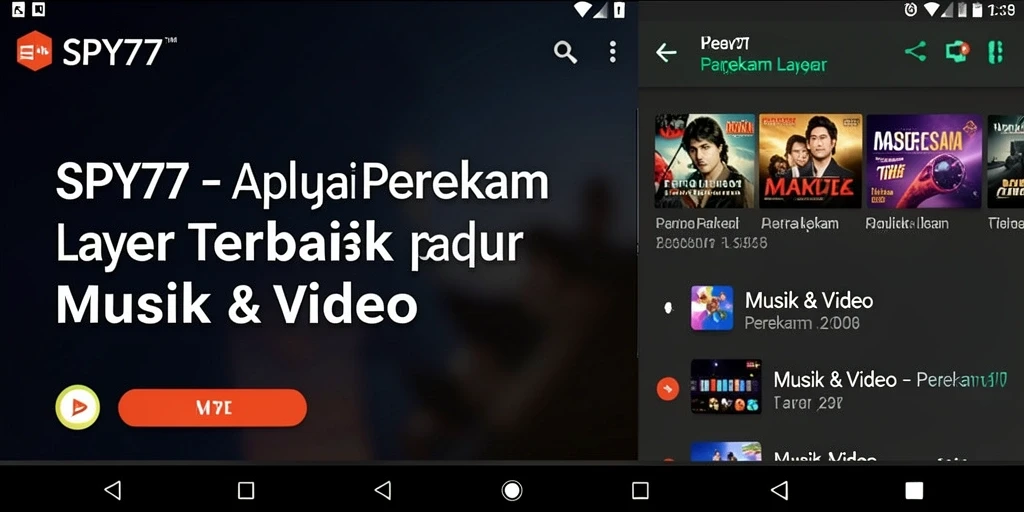 Antarmuka aplikasi SPY77 saat melakukan perekaman layar.