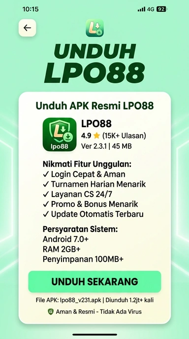 Tampilan halaman APK lpo88