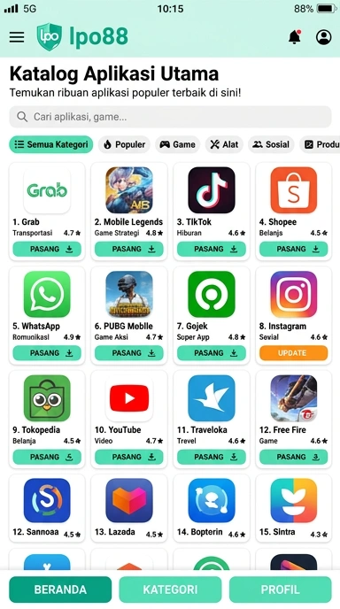 Tampilan katalog aplikasi lpo88