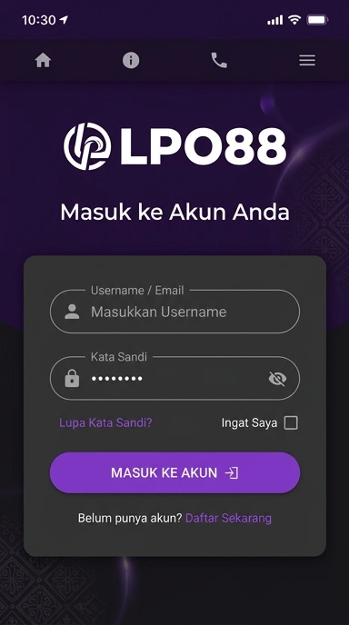 Tampilan halaman login lpo88